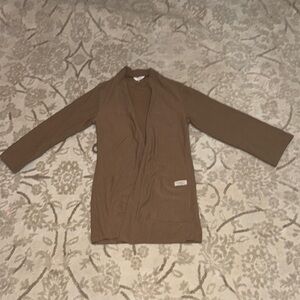 Open-Front Brown Knit Blazer Jacket